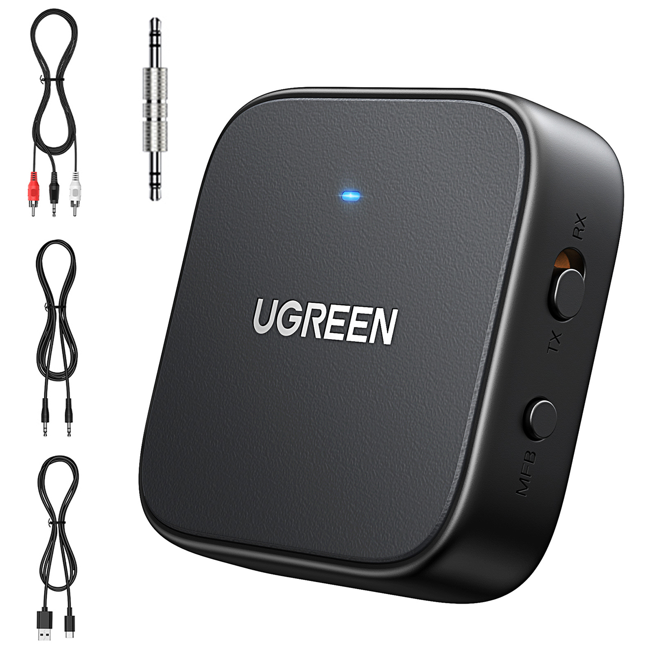 Emițător/receptor audio Bluetooth 5.2 Ugreen CM667 35223 pe fundal alb